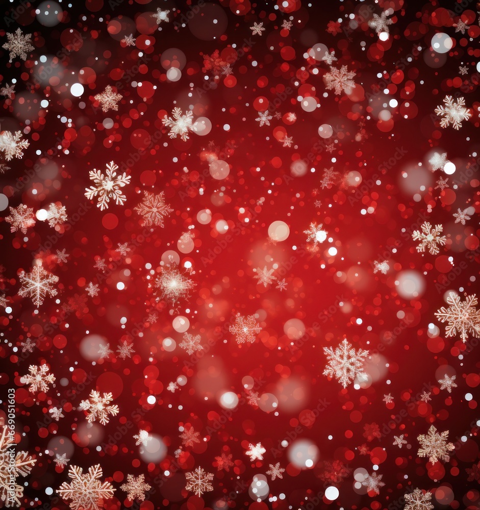 Red winter snowflakes background