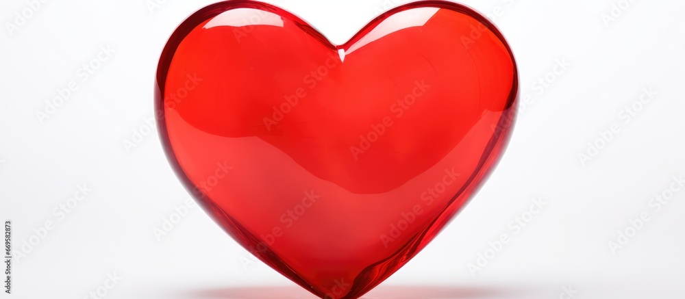 Large red heart shaped glass object with no distractions surrounding it