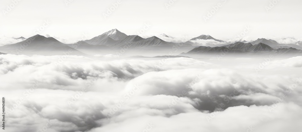 Monochromatic scene above clouds