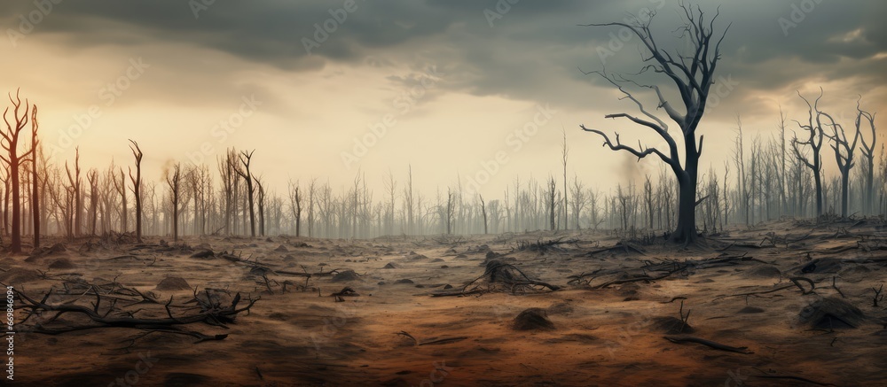 Drought damaged forest trees