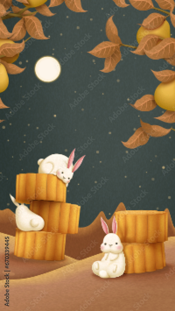 Mooncakes and bunnies wallpaper