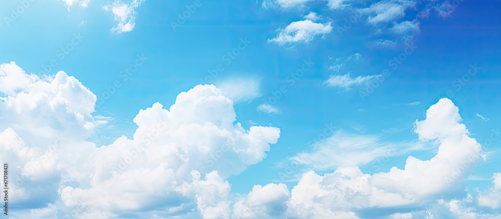 Cloud filled blue sky providing a hazy backdrop