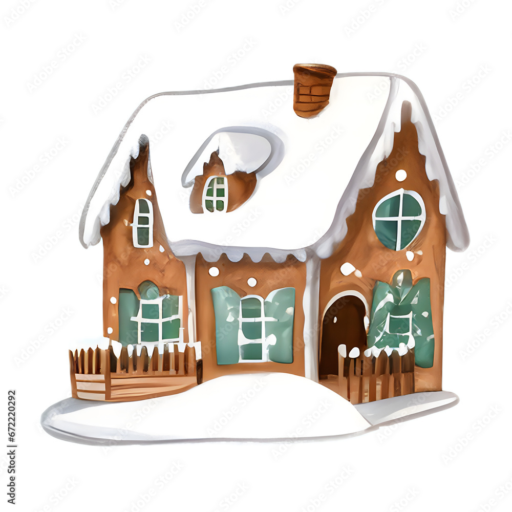 Cute Christmas house Isolated on a transparent background