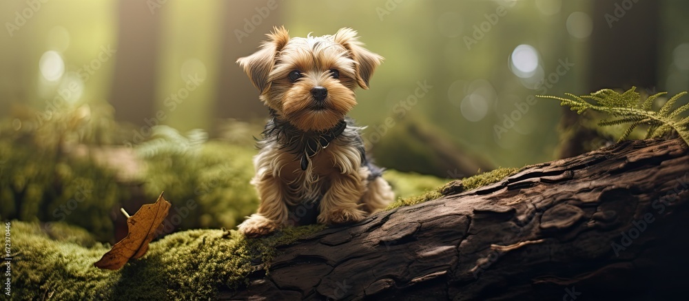 Adorable little canine in the woodland