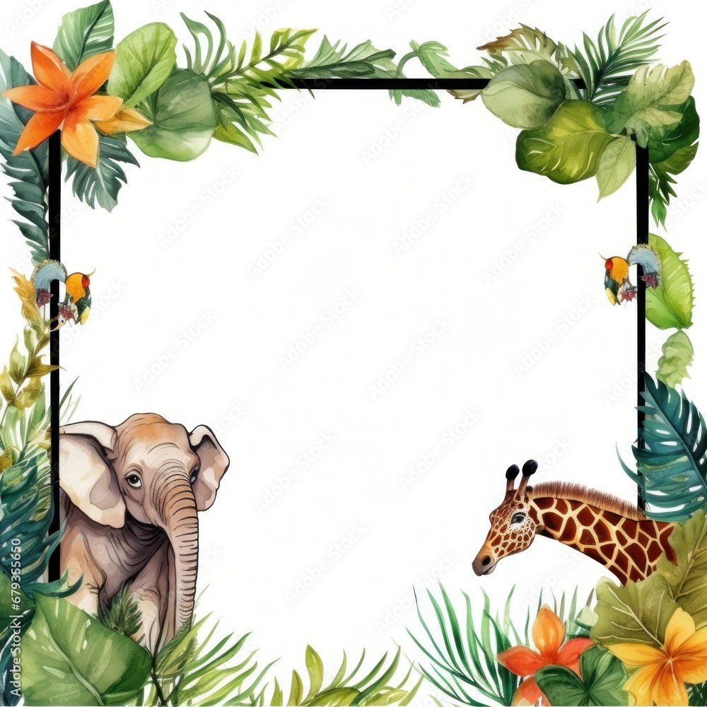 jungle animals frame, giraffe