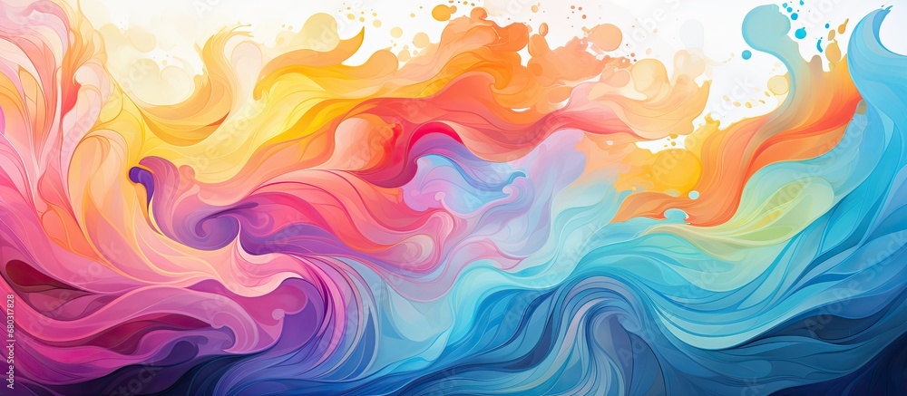 The abstract illustration on the paper showcased a creative mix of vibrant colors, geometric shapes, and swirling lines, creating a mesmerizing pattern that danced in the light. The wave-like paint