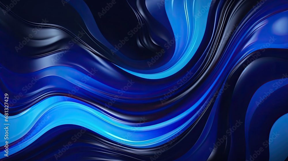 Abstract background with fluid colors in blue and black neon, blue bright Waves Abstract background, textured, blue marbles, Ink Liquid Modern Abstract Backdrop.
