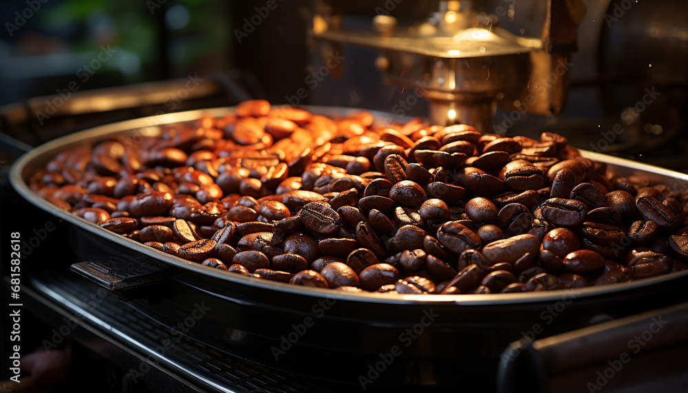 Freshly brewed gourmet coffee, barista creation, steaming with dark richness generated by AI