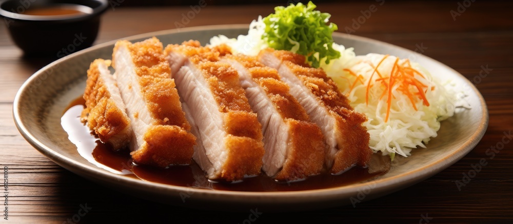 At dinner, the deliciously crispy tonkatsu, coated in a golden batter and bread crumbs, was served with a side dish of cabbage, adding a refreshing touch to the savory white meat. The rich aroma of